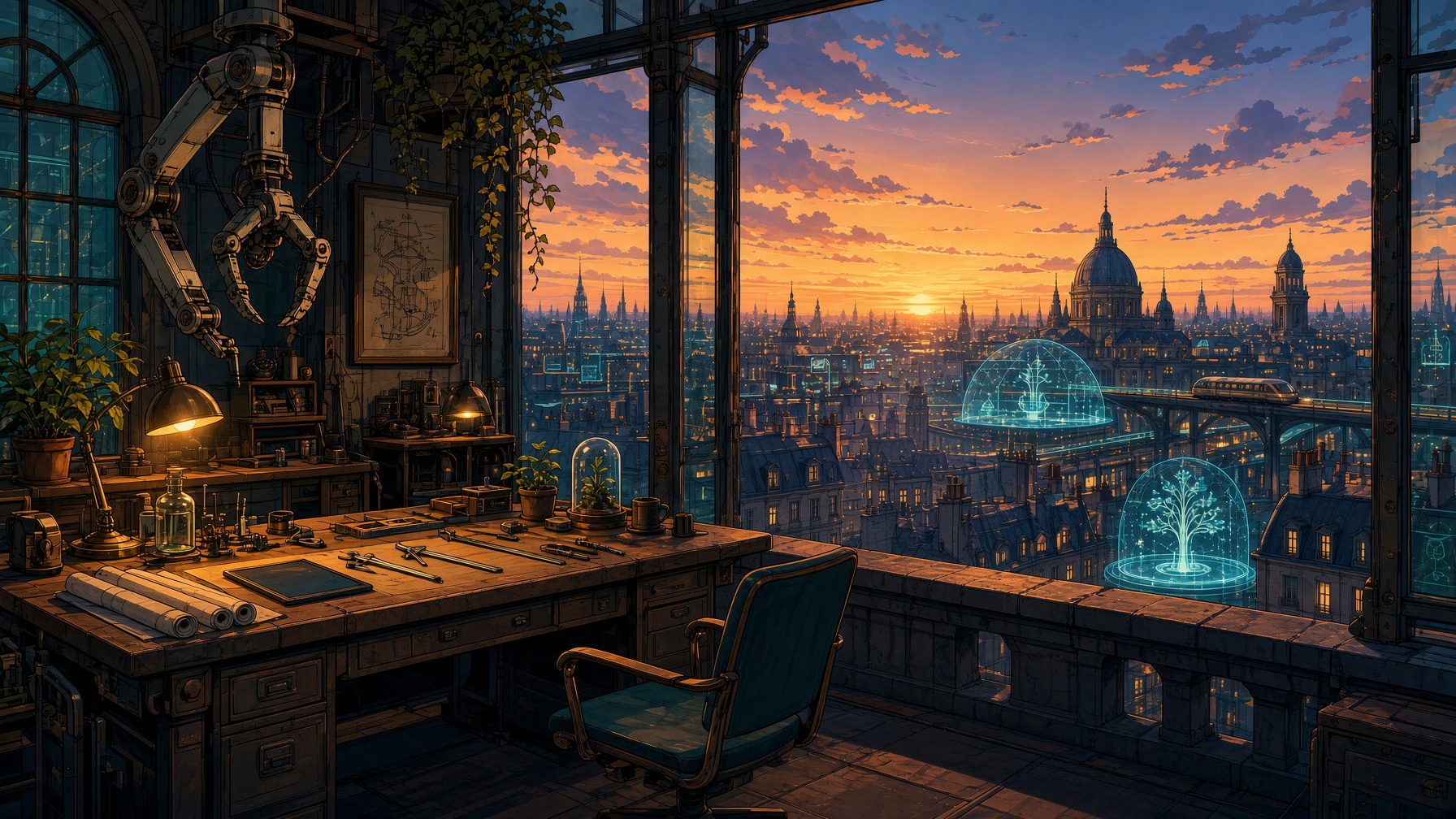 Atelier de zinc au coucher du soleil
